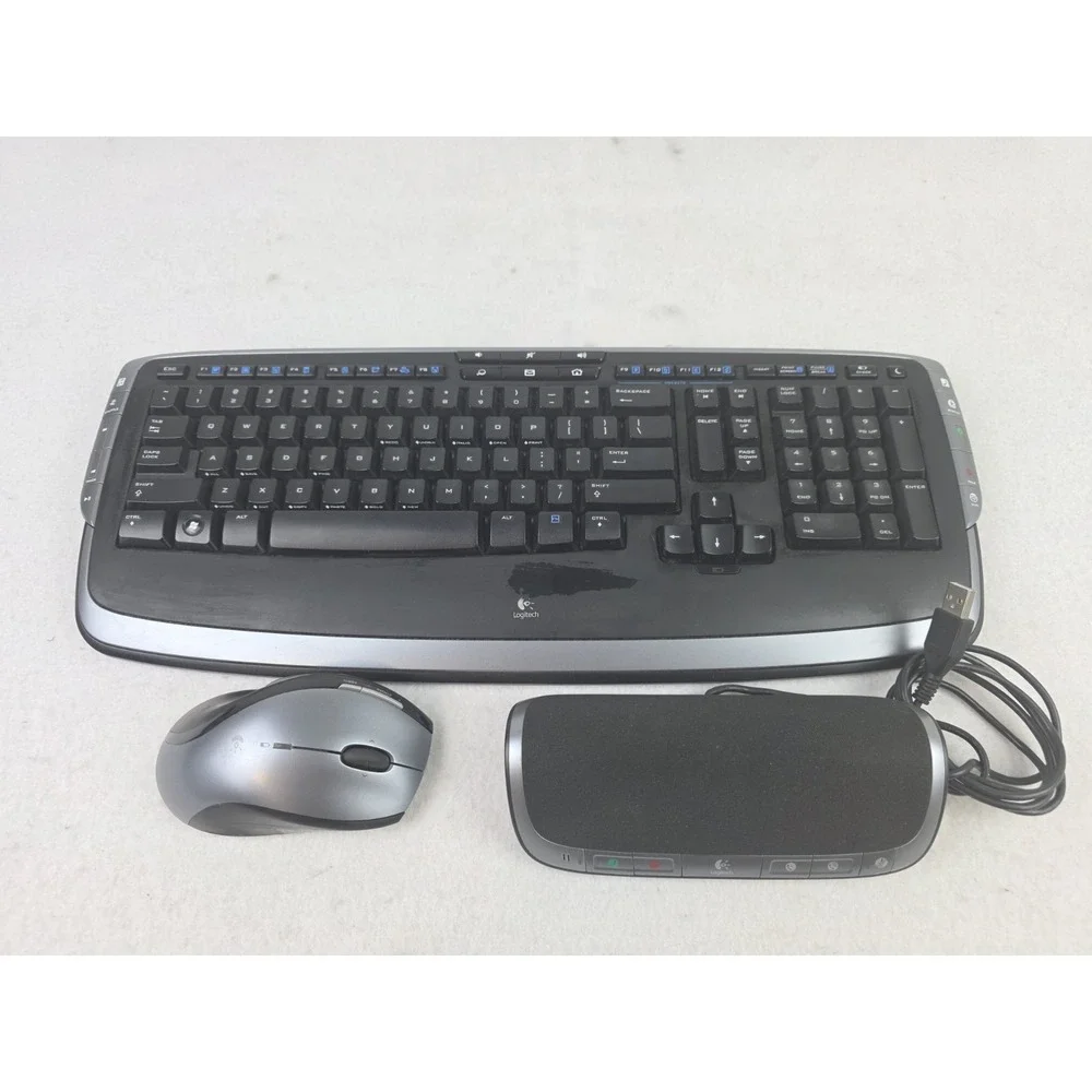 Logitech EasyCall Cordless Desktop Wireless Keyboard Mouse‎ Speakerphone Combo